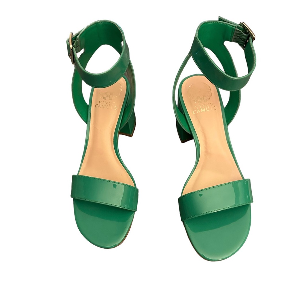 Vince Camuto -Block heeled green patent leather sandals.  Size 8-1/2.